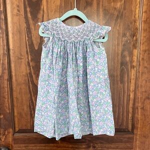 Girls Lavender Floral Smocked Casual Dress